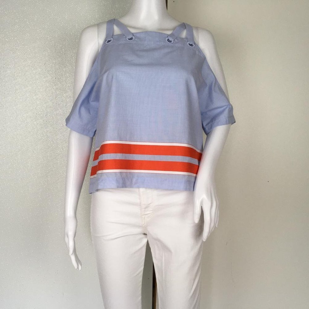 New Ramy Book Women's Cold Shoulder Top Blue Size S